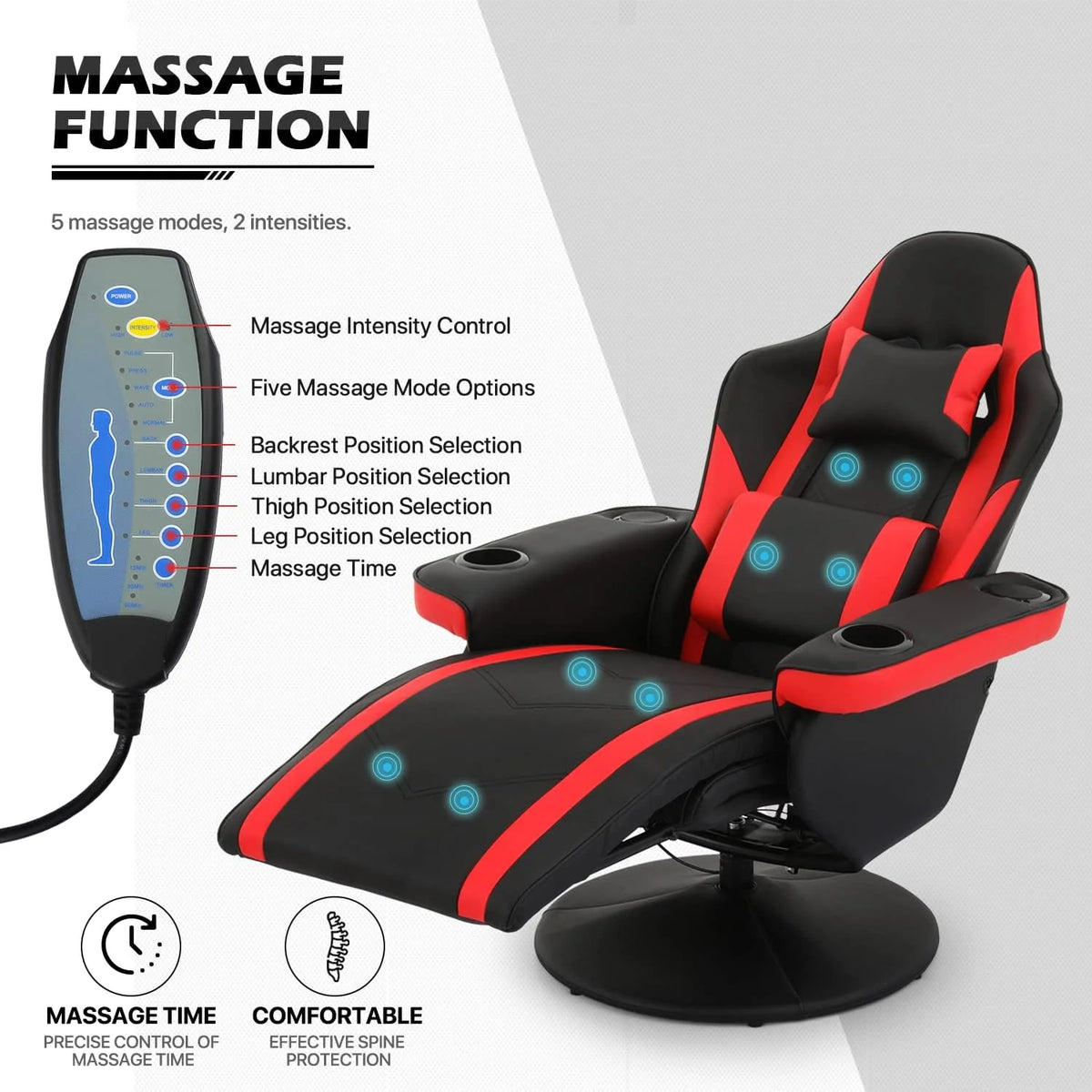 Red PU Leather Gaming Recliner Chair with 2 Speakers C39500