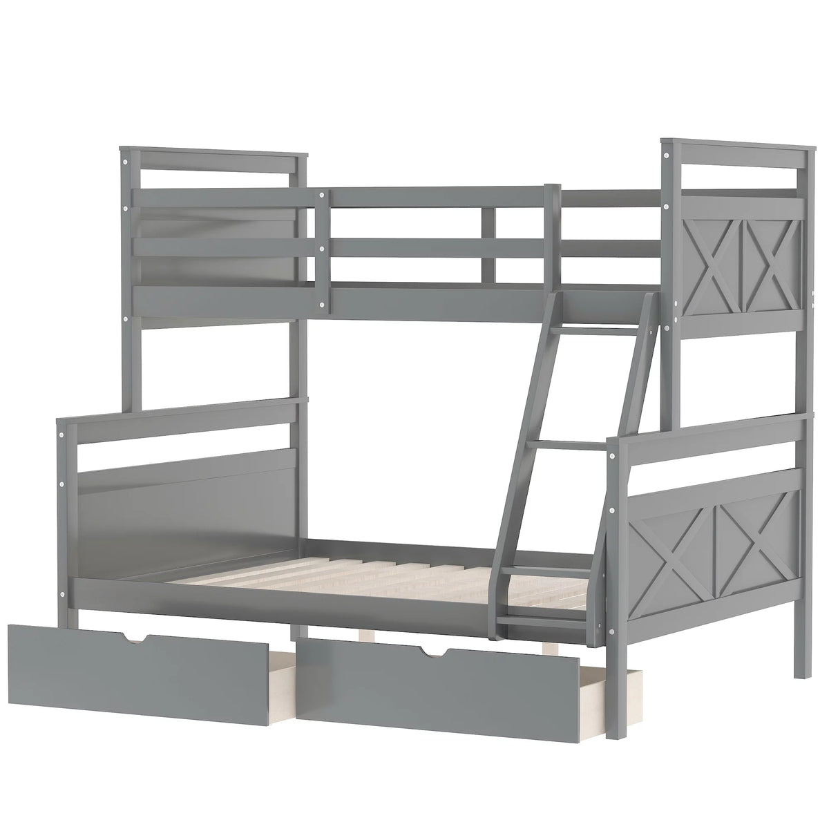 Gray Wood Convertible Bunk Bed with Drawers W735