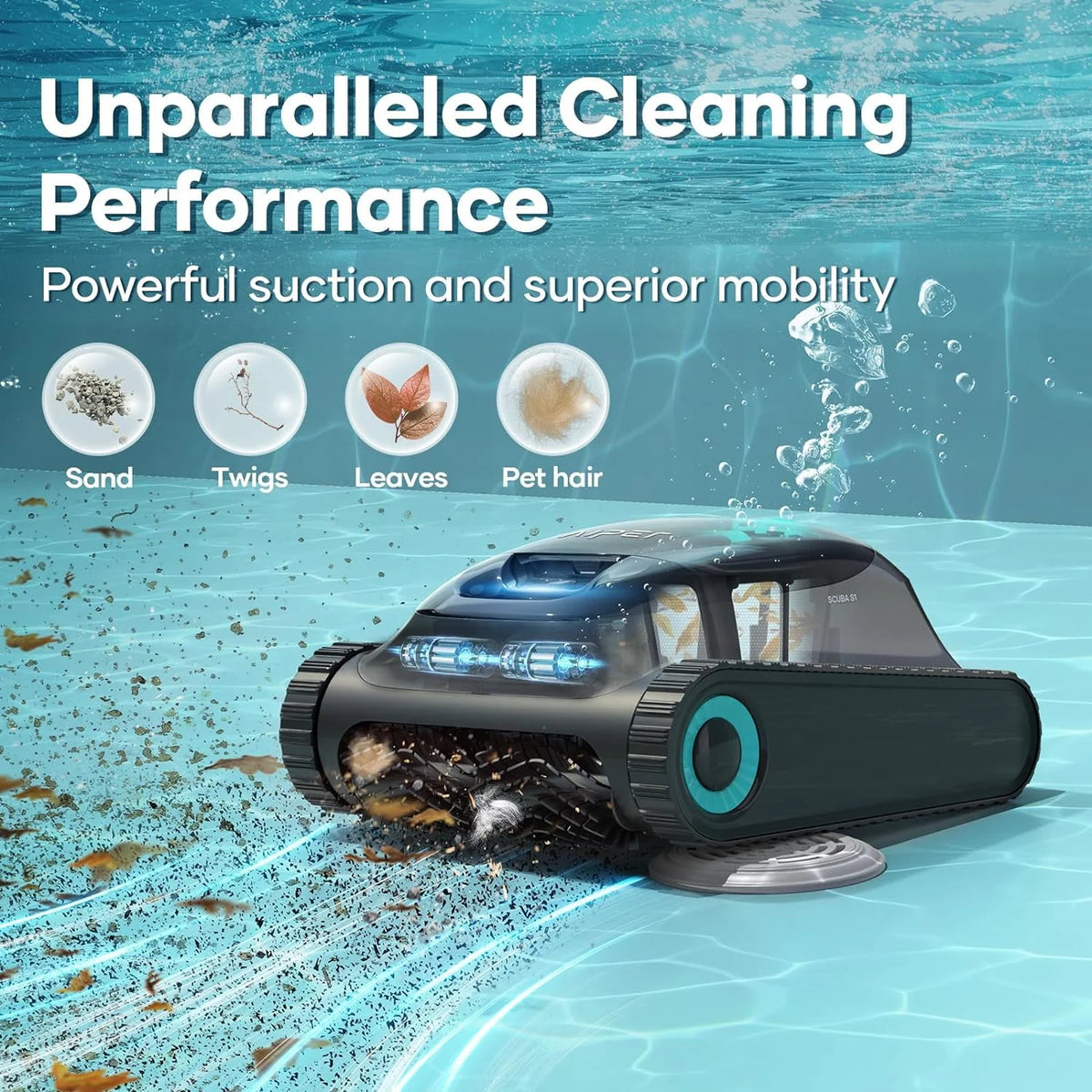 Robotic Pool Vacuum Cleaner with Wall Cleaning O549849