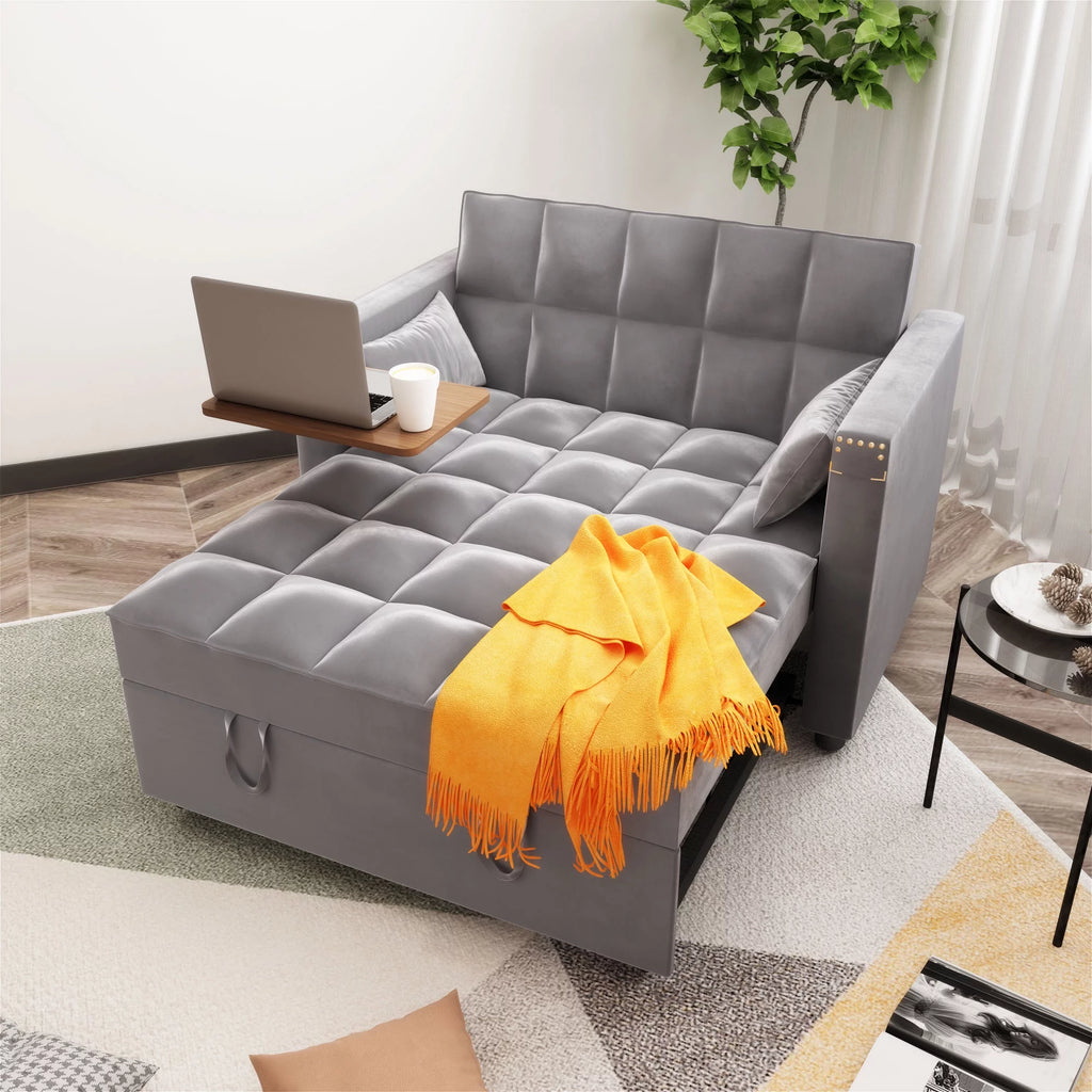 Velvet Convertible Sleeper Sofa Bed with Pull Out Bed Q9678