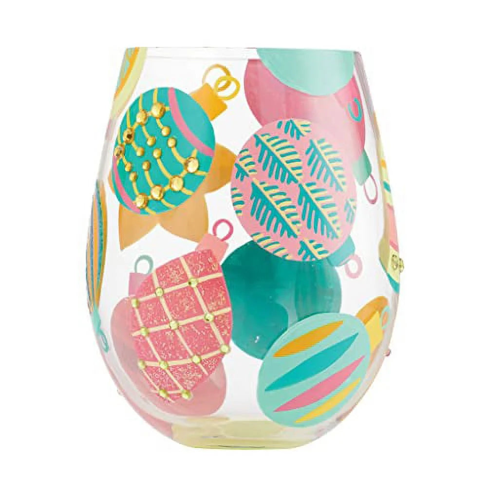 Hand Painted Stemless Wine Glass Z410596