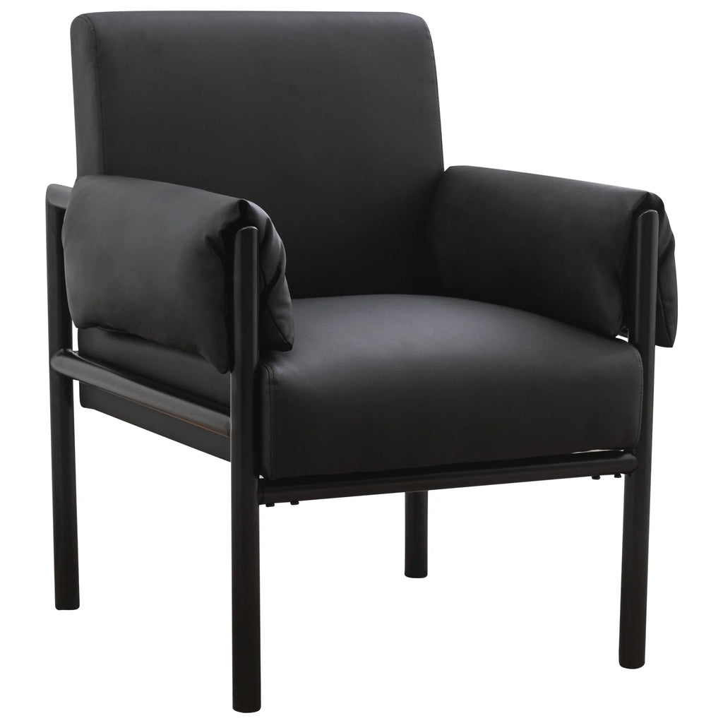 Black PU Leather Chair with Extended Arms and Backrest R3611