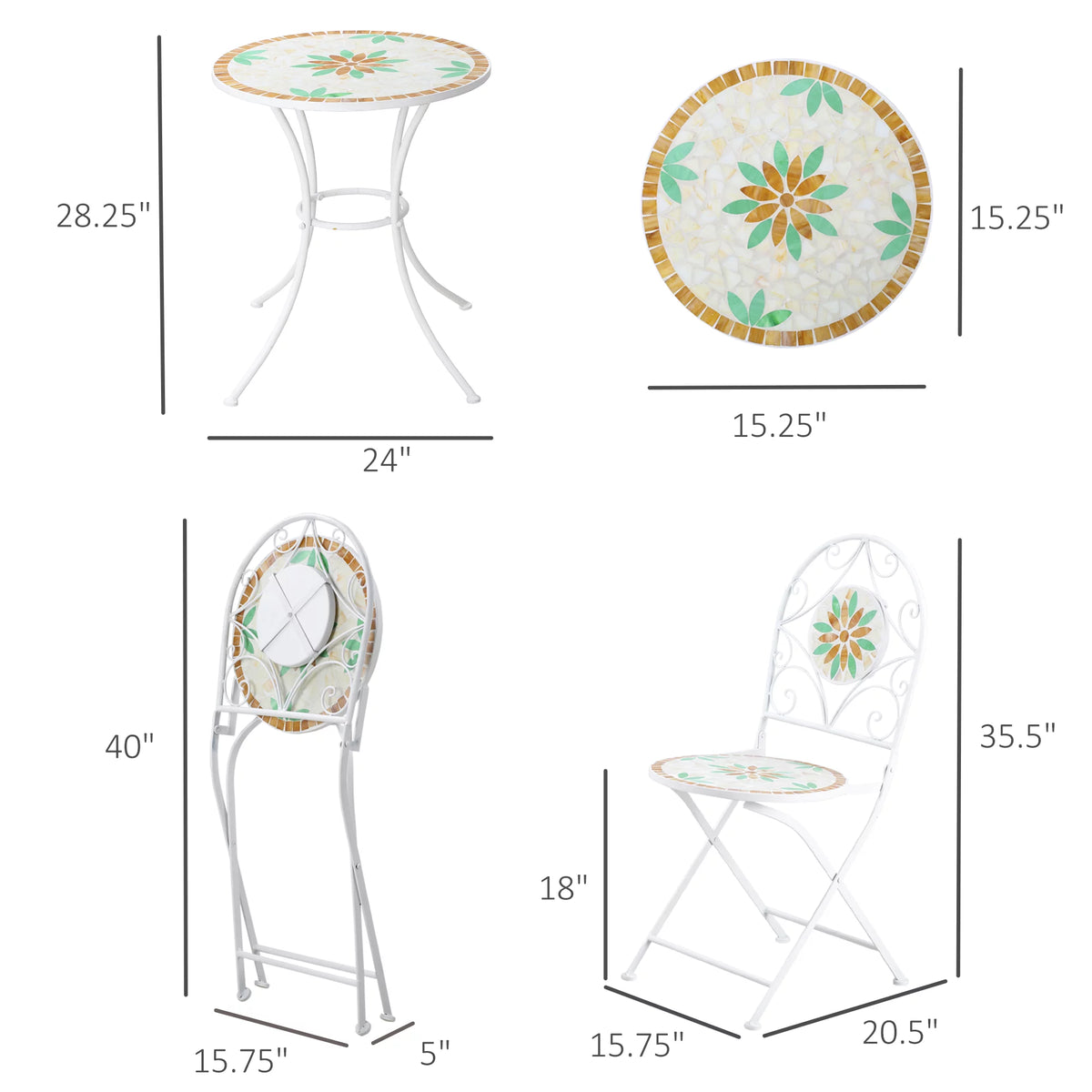 Folding 3 Piece Bistro Set M888