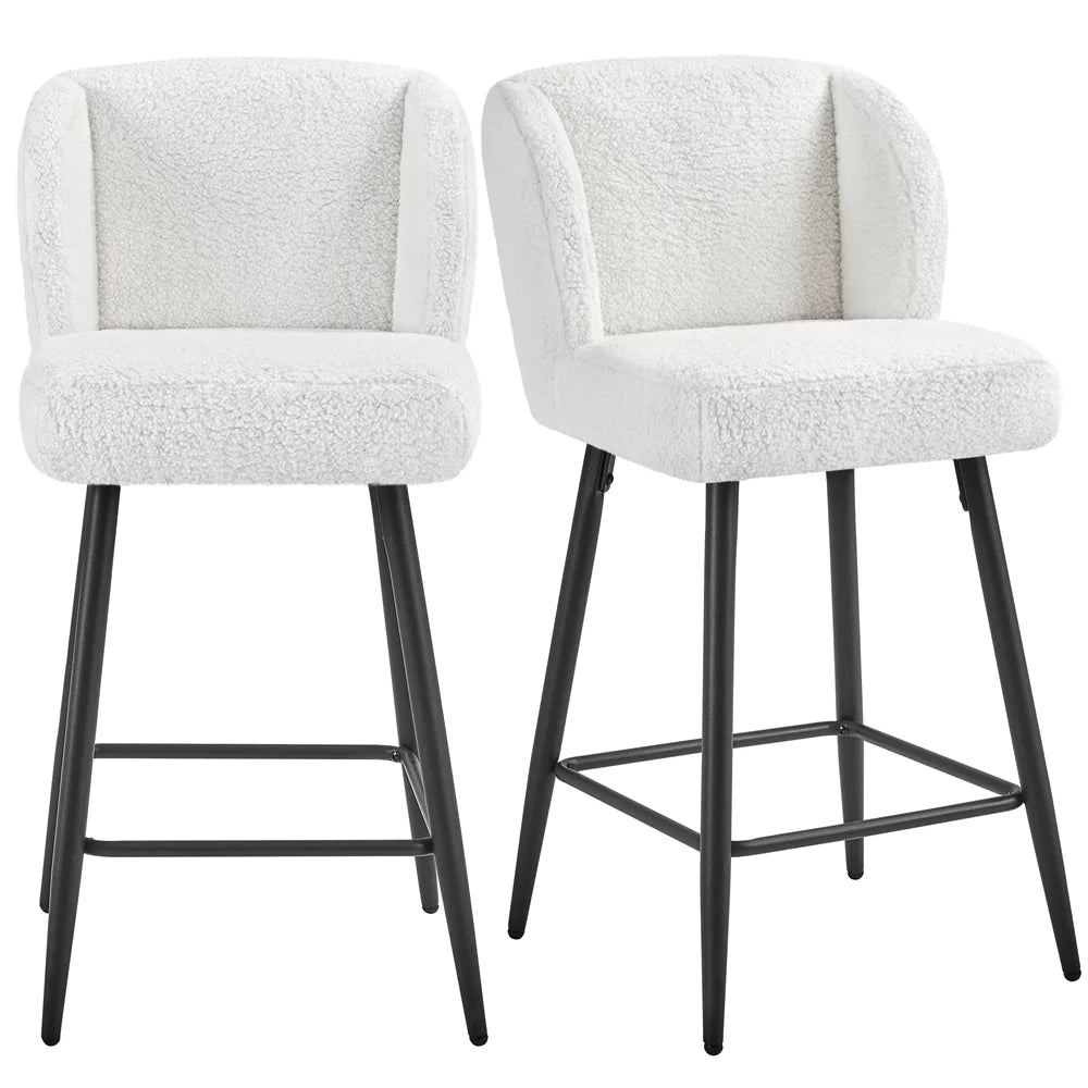 White Upholstered Bar Stools Set of 2 Y3116