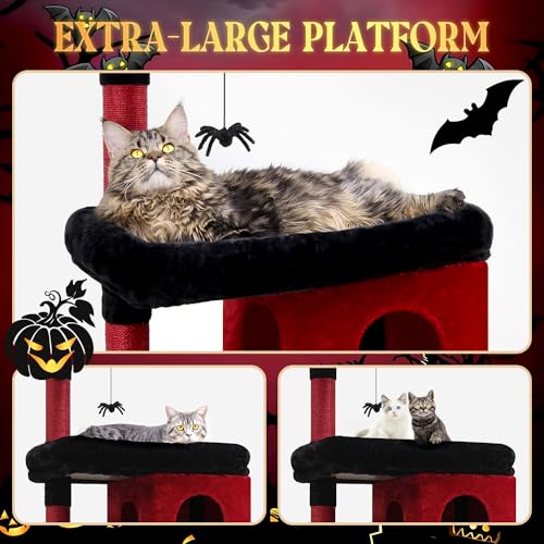72in Dark Gray Cat Tree with 6 Scratching Posts T4749