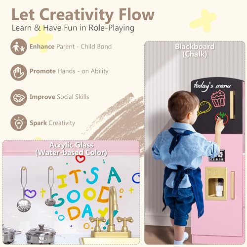 Wooden Kids Play Kitchen Set with Blackboard X388907
