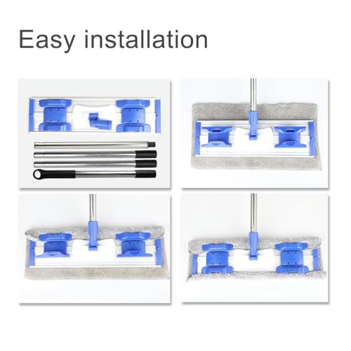 Microfiber Mop with 2 Reusable Flat Mop Pads W47326