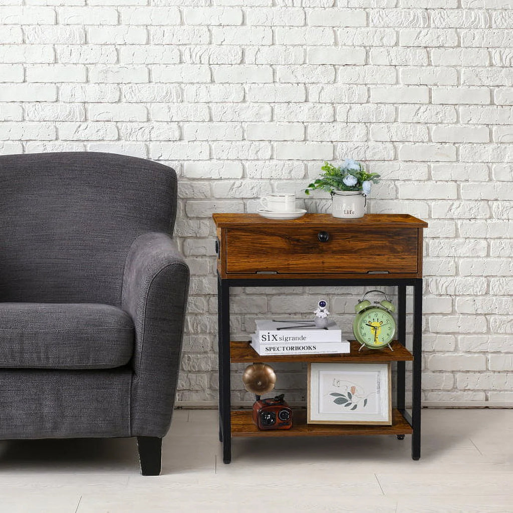 Brown Storage Table with Outlet E636