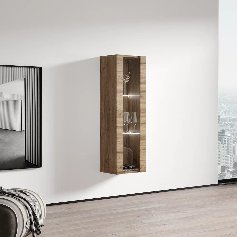 Oak Modular Wall Mounted Floating Bookcase Cabinet H8810
