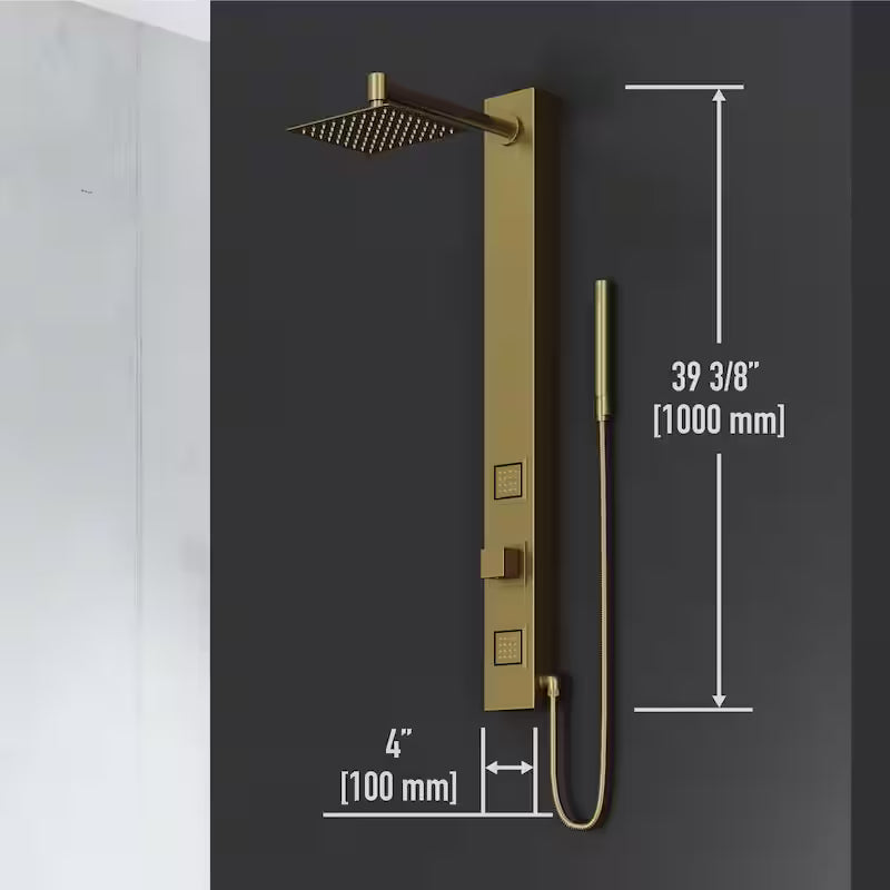 2-Jet Shower Panel System with Hand Shower Wand in Matte Brushed Gold H990954