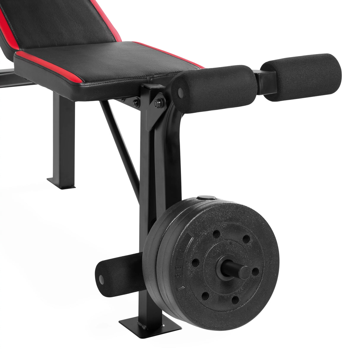 Adjustable Weight Bench with Rack and 90 lb Vinyl Weight Set R8628