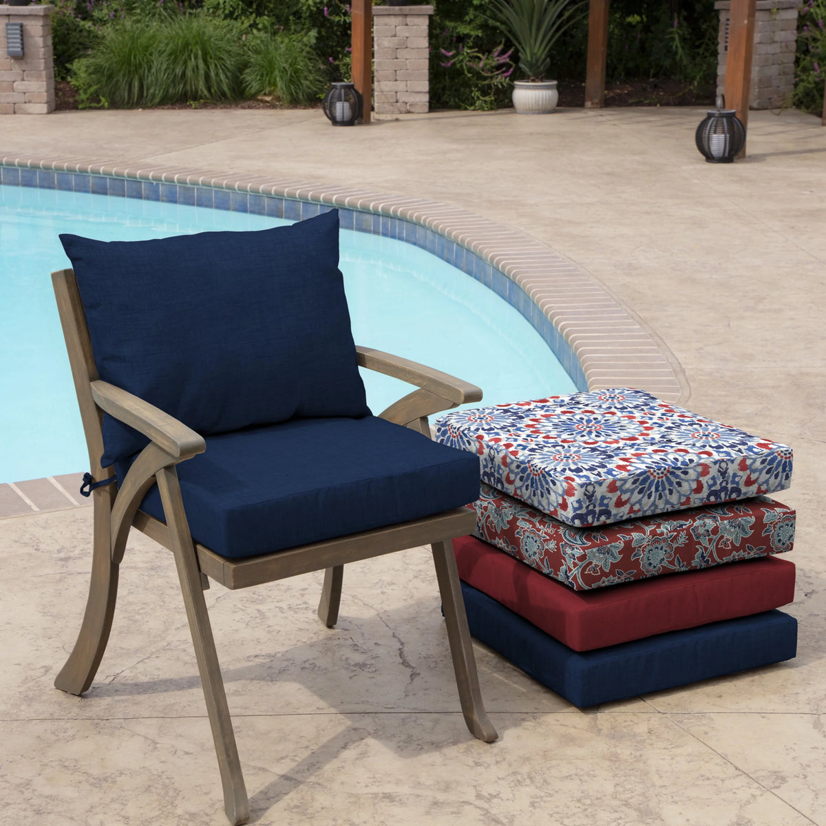 Sapphire Blue Outdoor Dining Chair Cushion Set 21 x 21 U265911