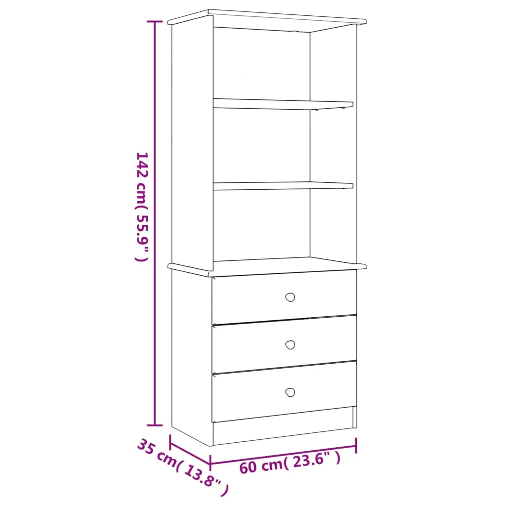 Solid Wood Pine Bookcase with Drawers M462873