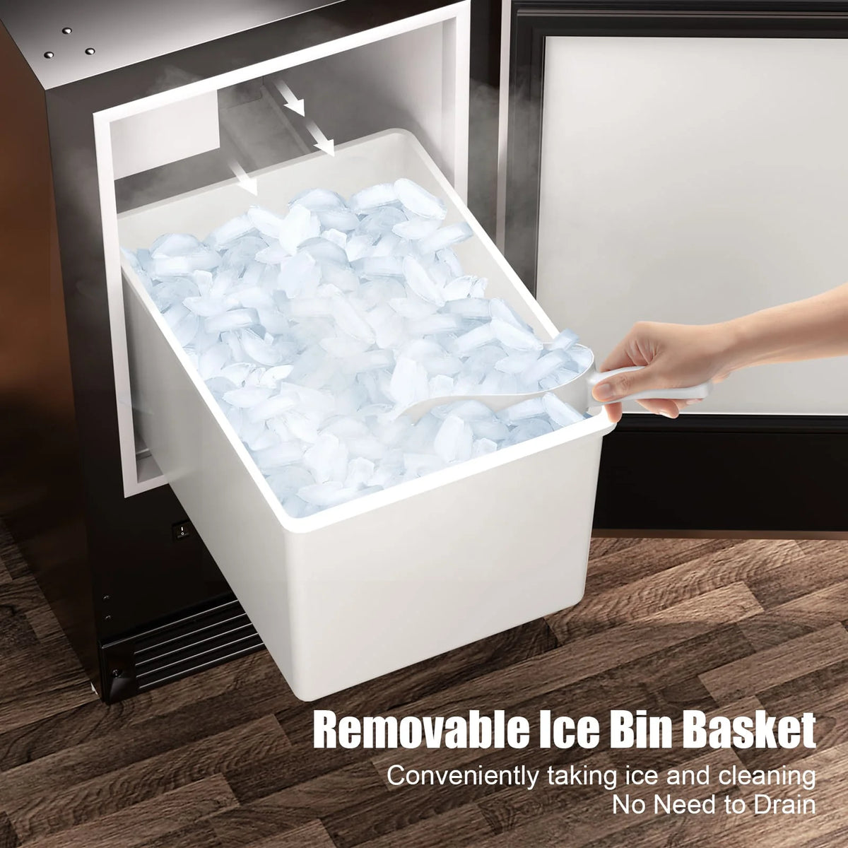 15" 22LBS/24H Undercounter Stainless Steel Crescent Ice Maker O169