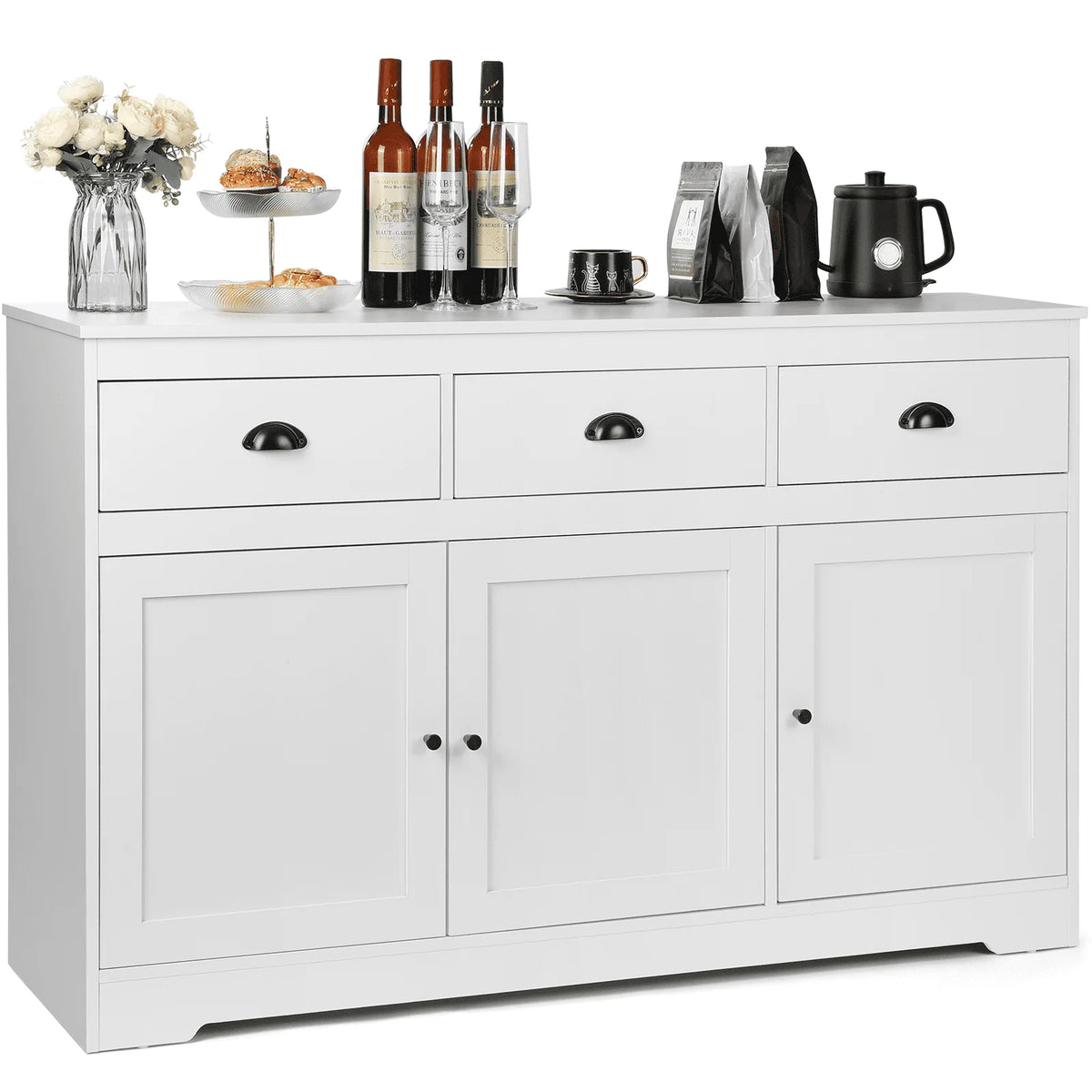 White Sideboard and Buffet with Drawers W746
