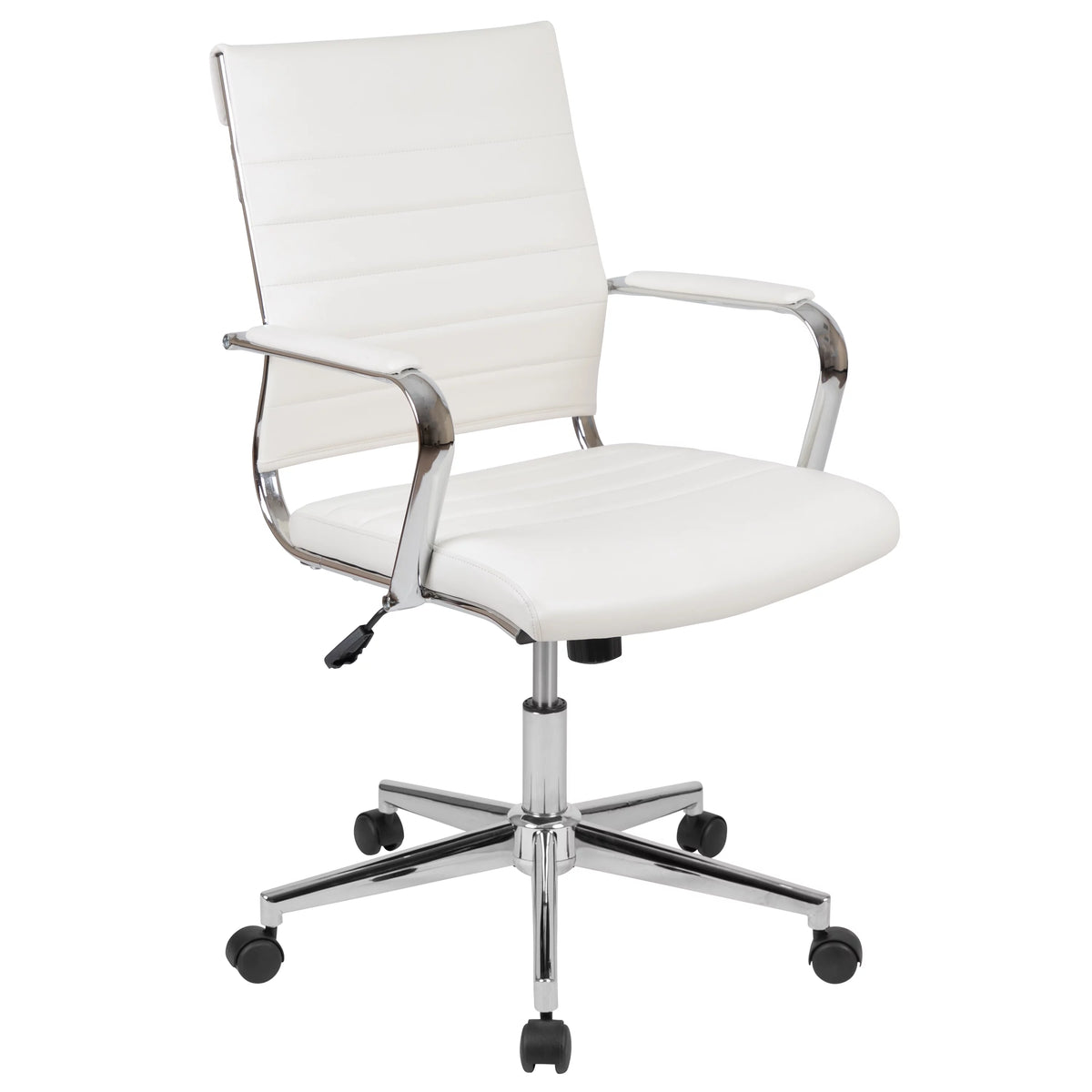 White Adjustable Computer Desk, Office Chair and Locking Mobile Filing Cabinet W326