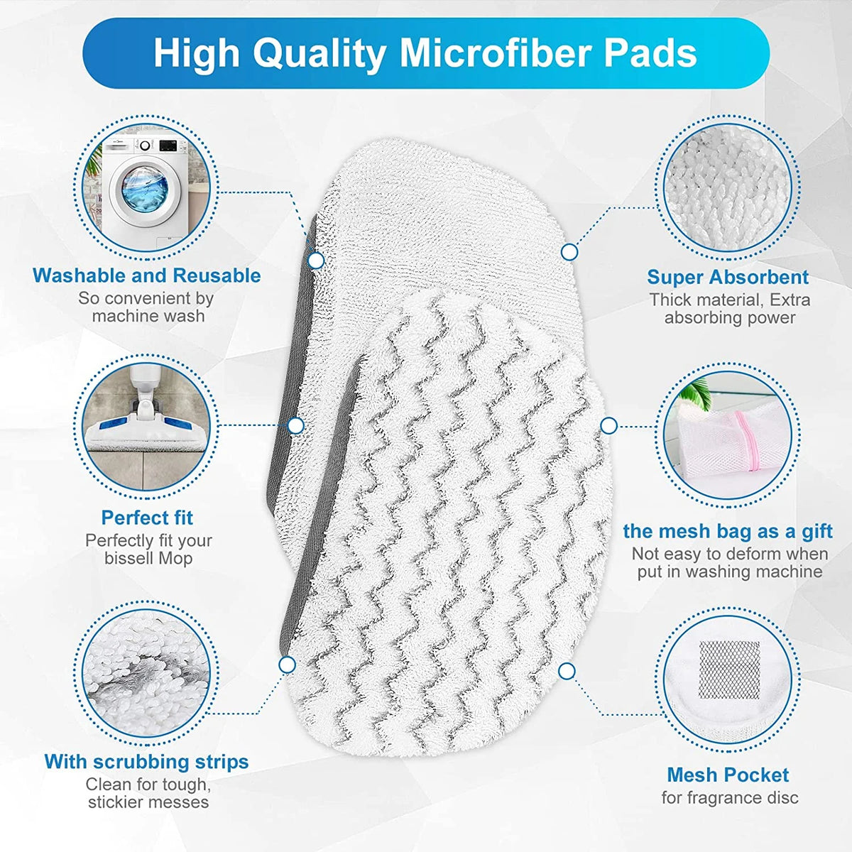 6 Pack Washable Steam Mop Pads Replacement O56400