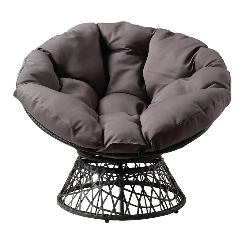 White Wicker Papasan Chair with Cushion J337045