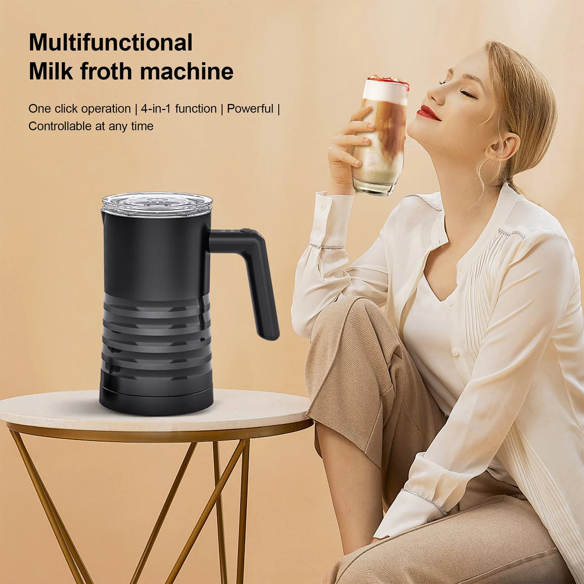 Electric Milk Frother and Steamer 4 in 1 580ml Stainless Steel H906907
