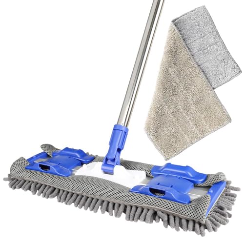 Microfiber Mop with 2 Reusable Flat Mop Pads W47326